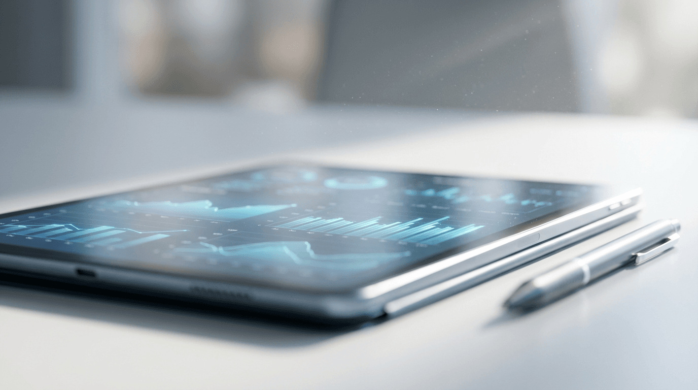 Close-up of a person reviewing product data on a tablet